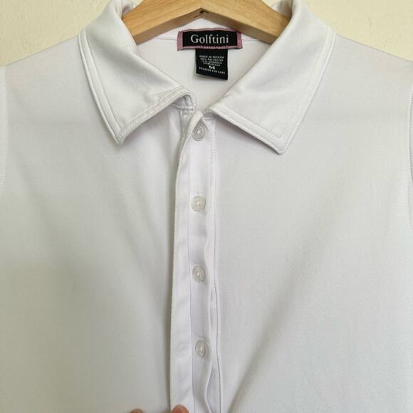 Golftini White Sleeveless Golf Polo Embroidered Pink Martini Glass Size Medium - Picture 6 of 8